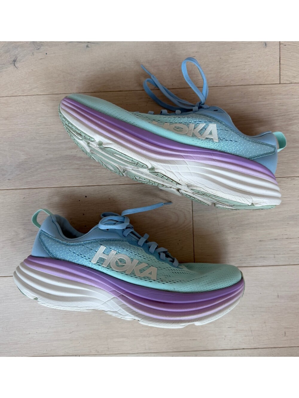 HOKA Bondi 8 Airy Blue Sunlit Ocean Women’s Size 9D Wide Running Shoes